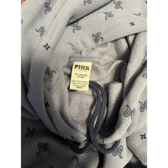 PINK Victoria´s Secret Ivy Fleece Cropped Hoodie Color Dusty Iris Bandana XXL - Picture 2 of 6